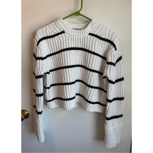 J. Crew Heritage cotton fisherman crewneck sweater in stripe, size medium